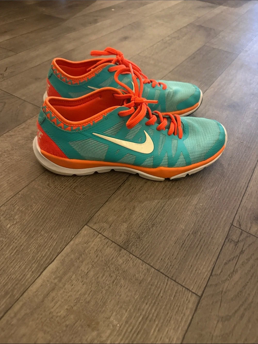 Nike Turquoise and Orange Women's Athletic Sneakers
